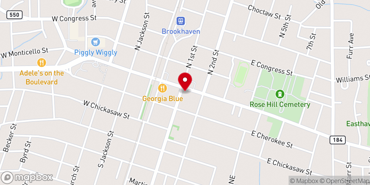 Map showing location of First Baptist Church