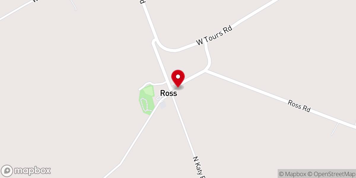 Map showing location of Ross, TX 76684