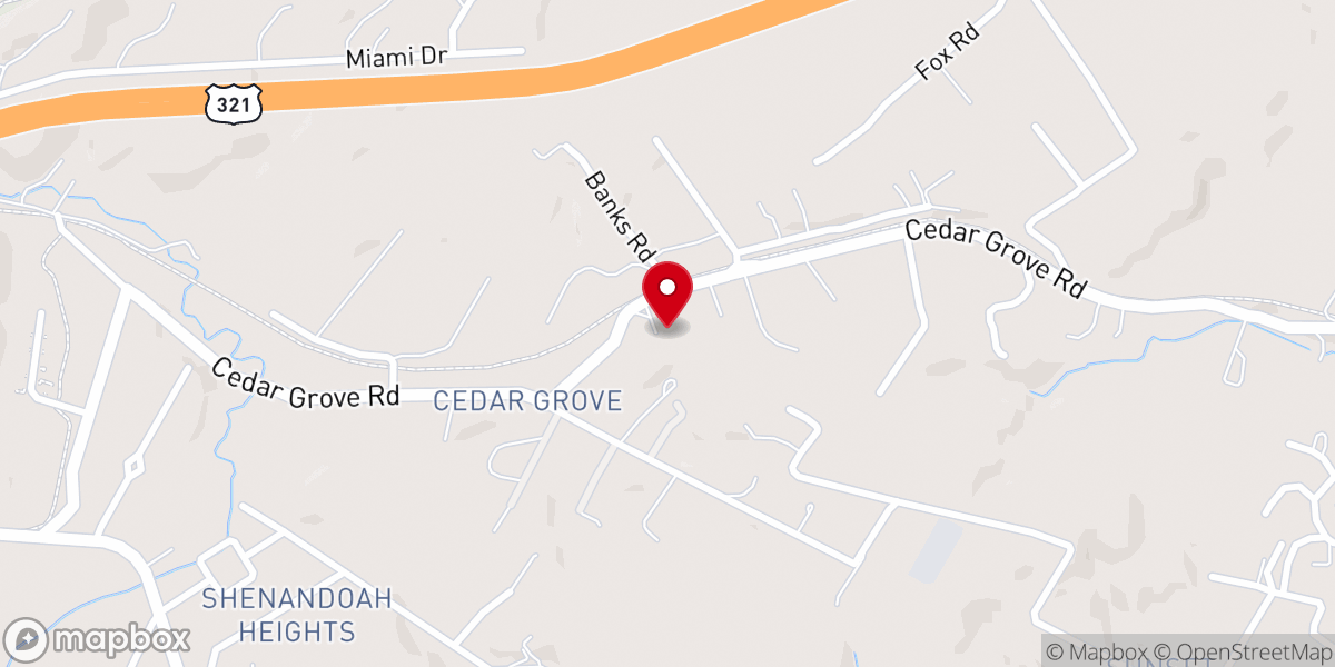 Map showing location of Cedar Grove Baptist Church