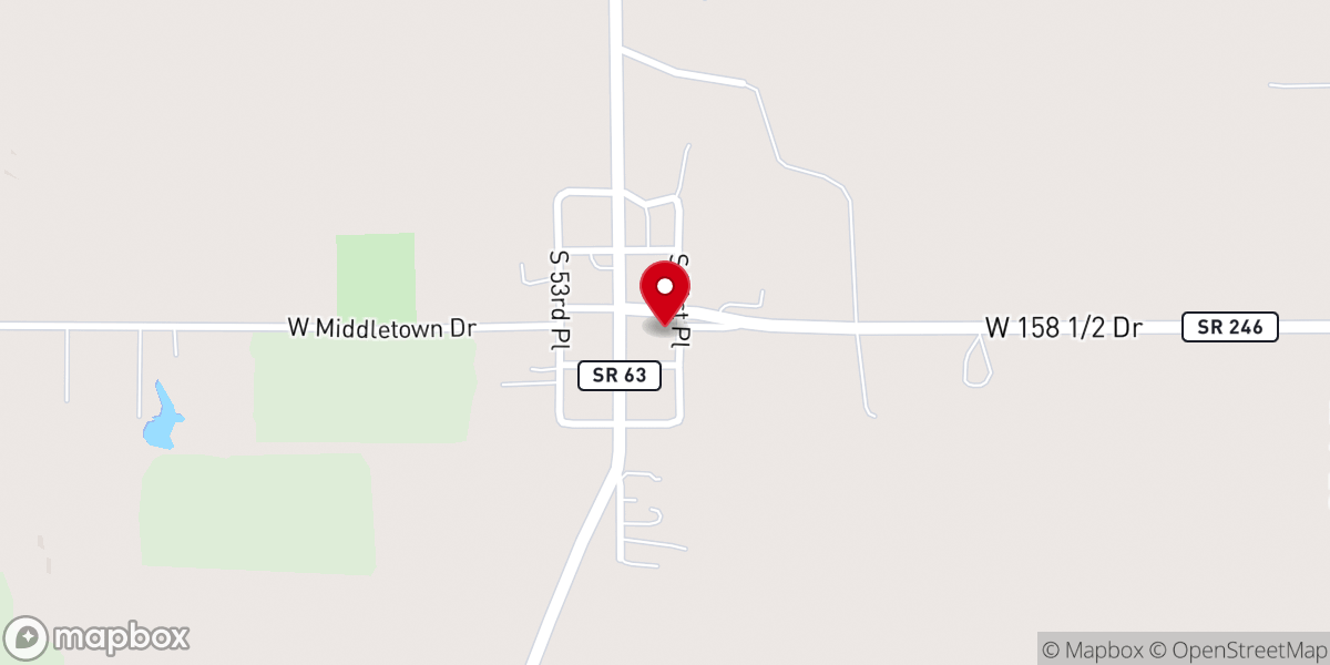 Map showing location of Prairie Creek Wesleyan Church