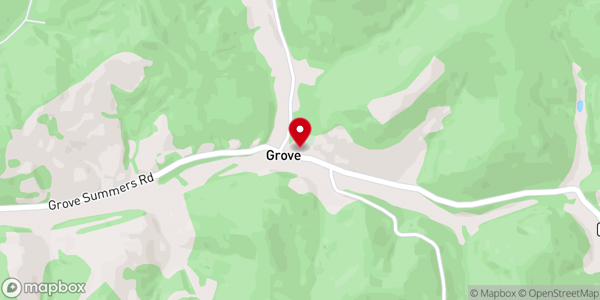 Map showing location of Oak Grove Baptist Church