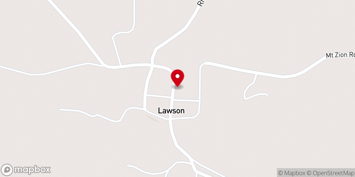 Map showing location of Lawson Baptist Church