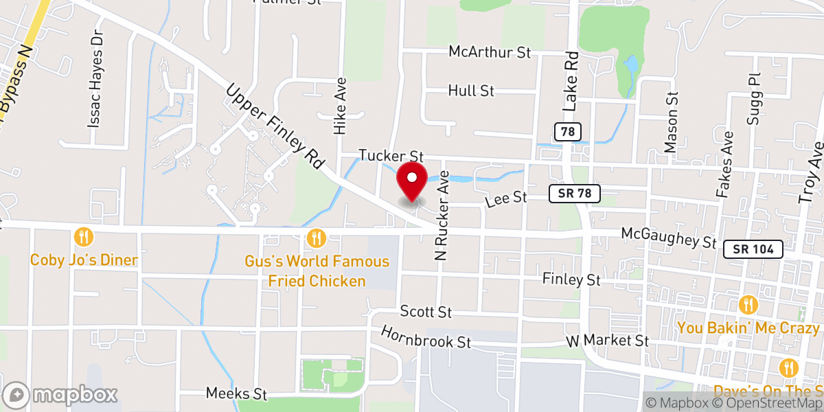 Map showing location of Calvary Hill Baptist Church