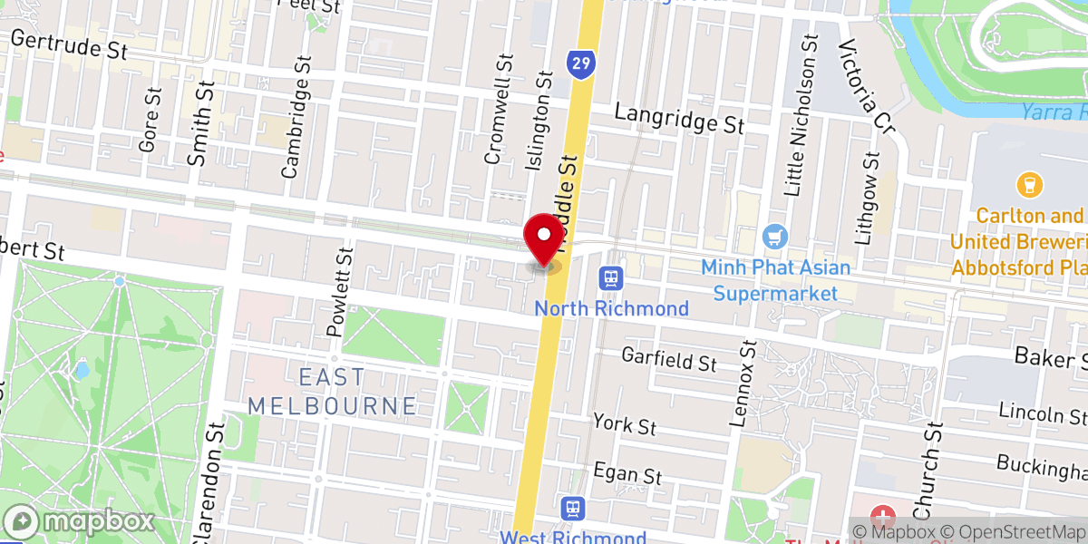 Map showing location of St John the Evangelist Catholic Church