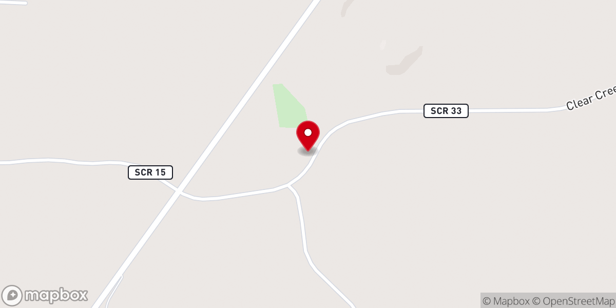 Map showing location of Clear Creek Baptist Church