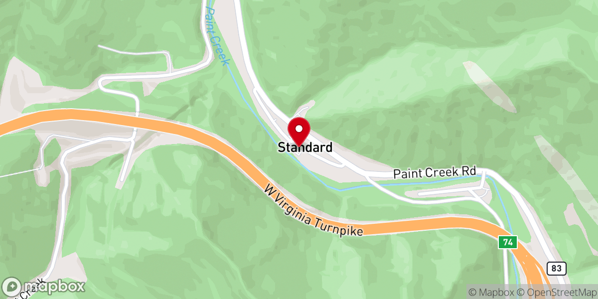 Map showing location of First Baptist Church of Standard West Virginia
