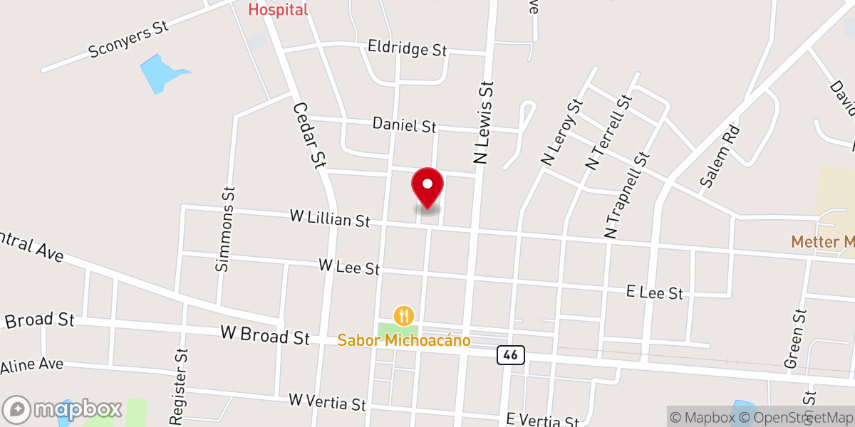 Map showing location of Metter Methodist Church