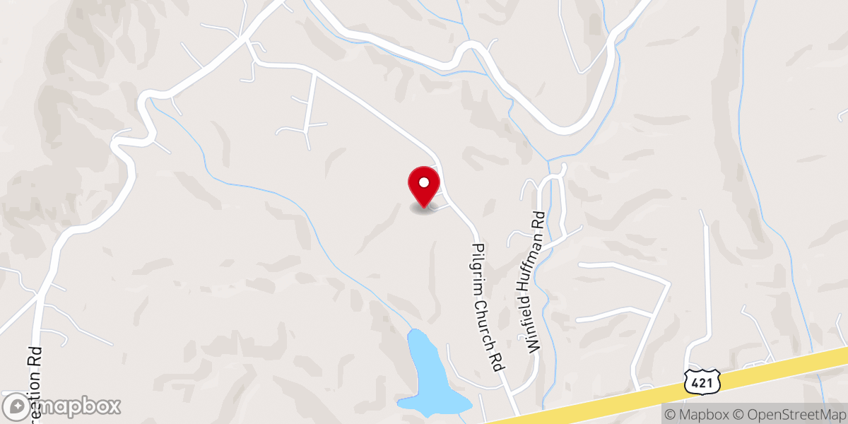 Map showing location of Pilgrim Baptist Church
