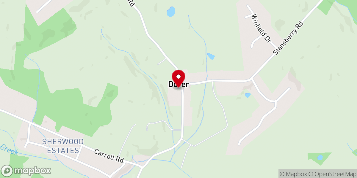 Map showing location of Dover Church