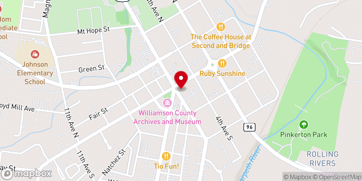 Map showing location of Historic Franklin Presbyterian Church