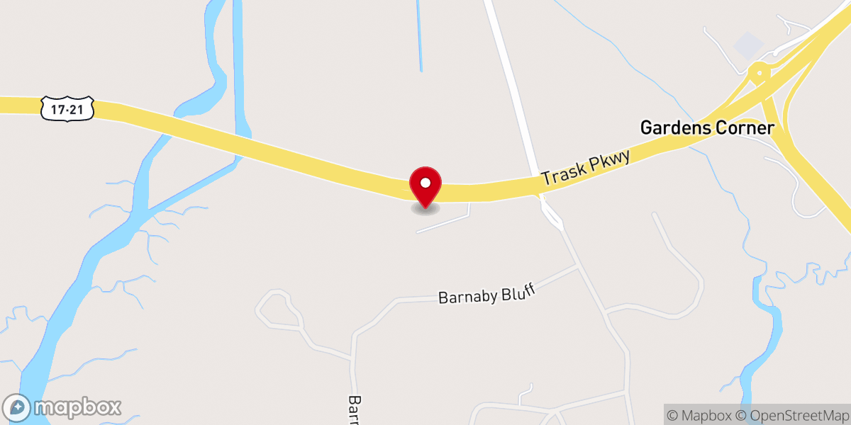 Map showing location of Huspah Baptist Church