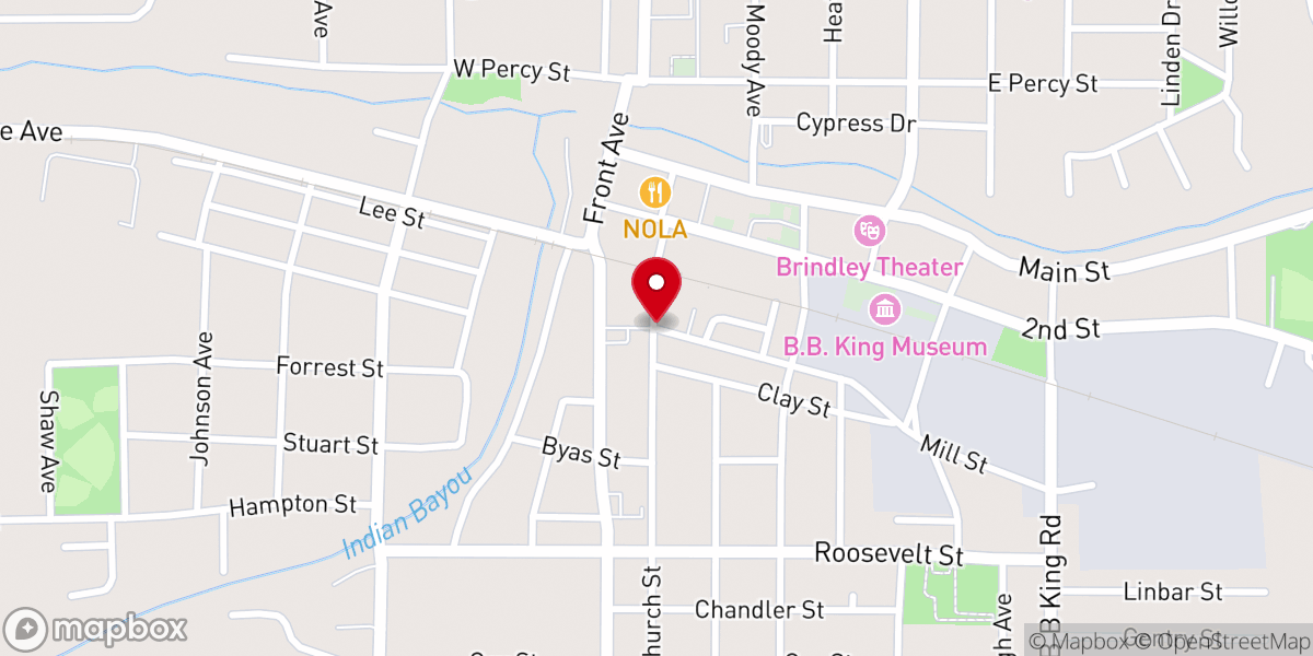 Map showing location of Mississippi Blues Trail - Church Street