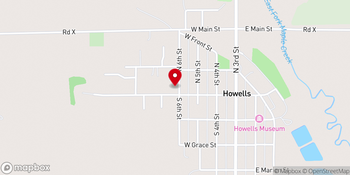 Map showing location of Howells Community Catholic School at Ss Peter & Paul Catholic Church
