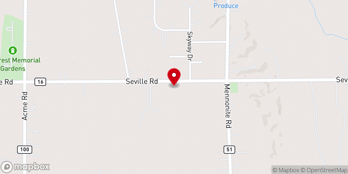 Map showing location of Bethel Christian Church