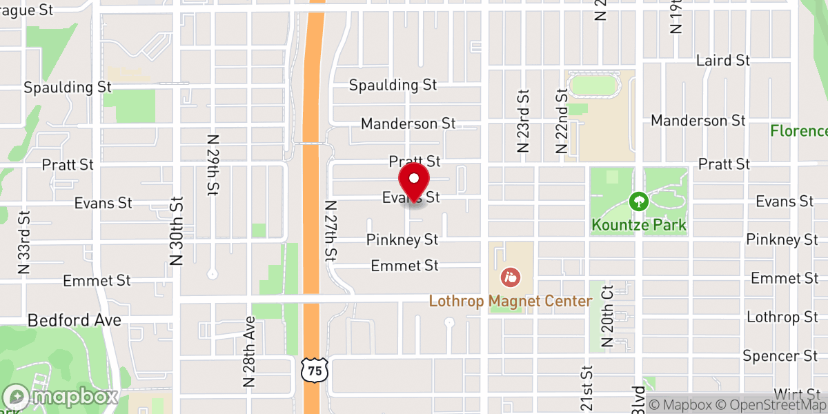 Map showing location of Spekes Temple African Methodist Episcopal Zion Church