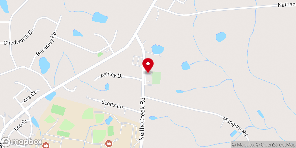 Map showing location of Neills Creek Church
