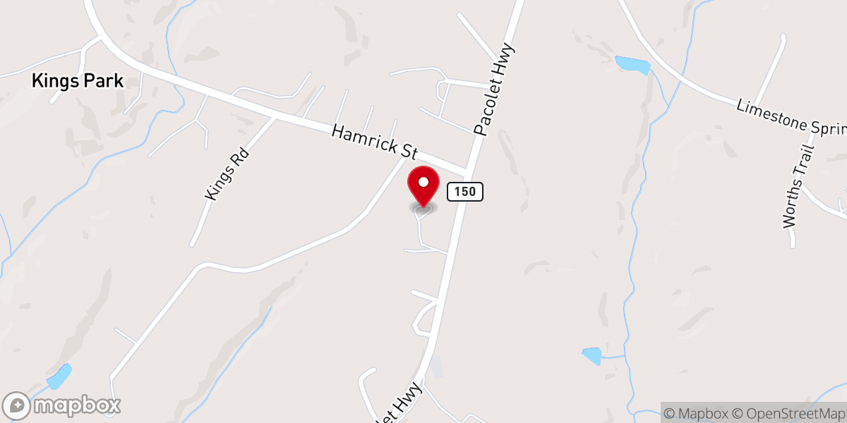 Map showing location of Pacolet Road Baptist Church