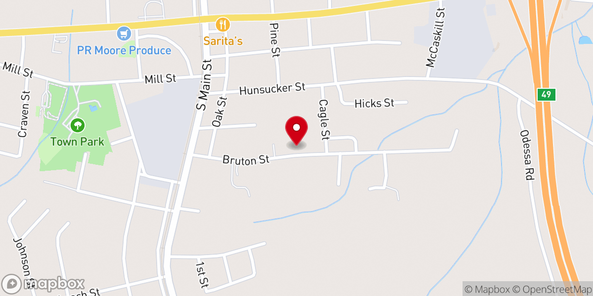 Map showing location of Hood Chapel AME Zion Church