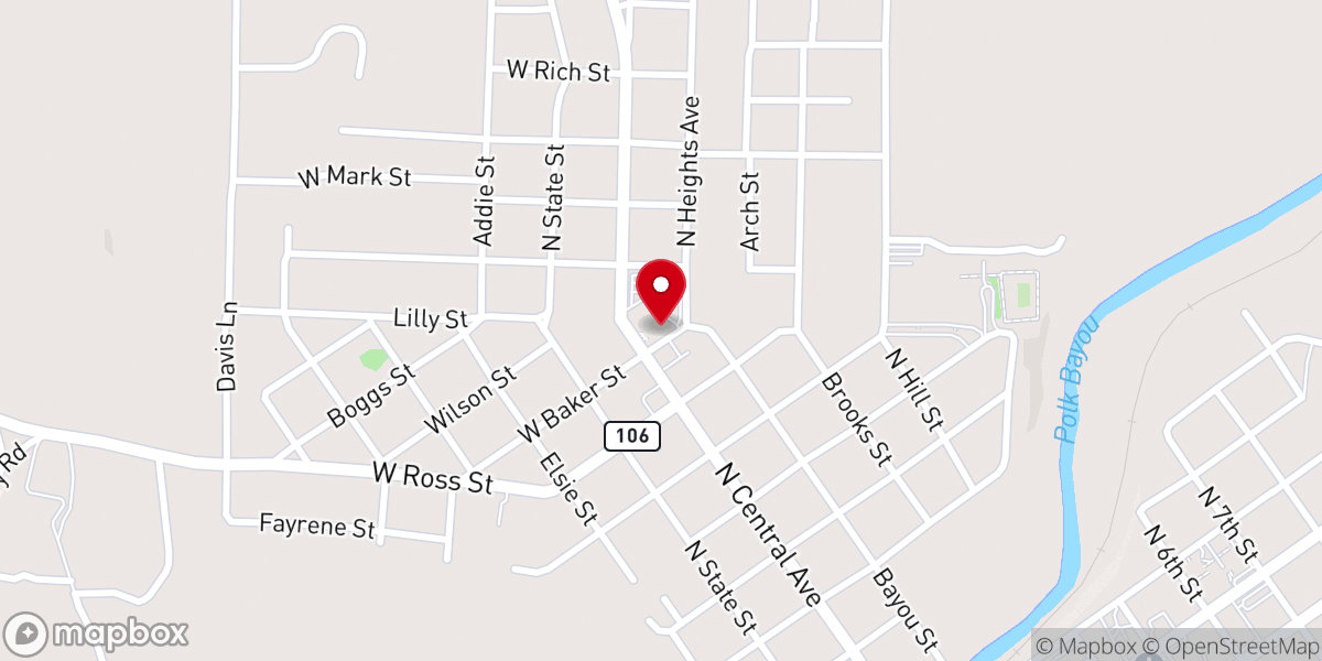 Map showing location of West Baptist Church