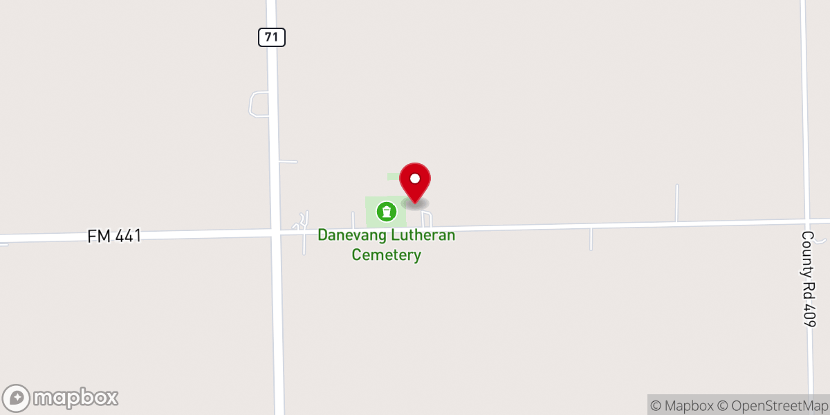 Map showing location of Danevang Church