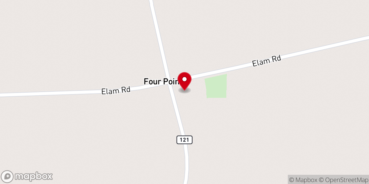 Map showing location of Elam Baptist Church