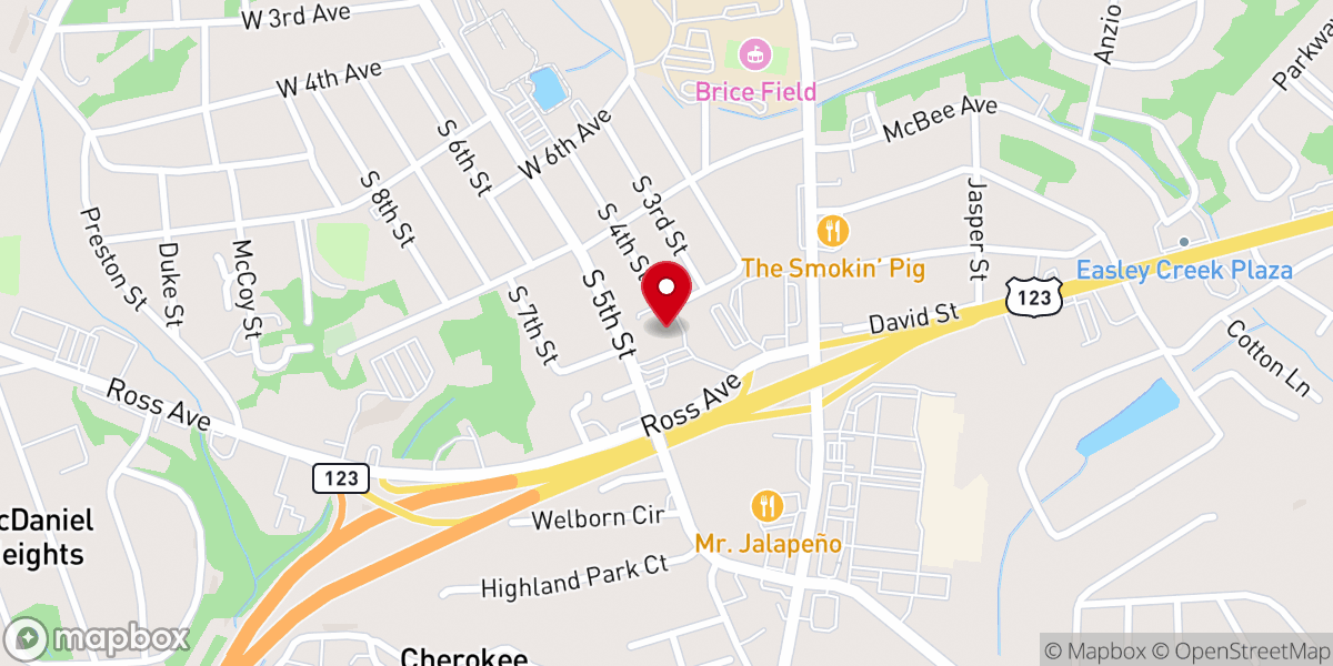 Map showing location of Geer Memorial Baptist Church