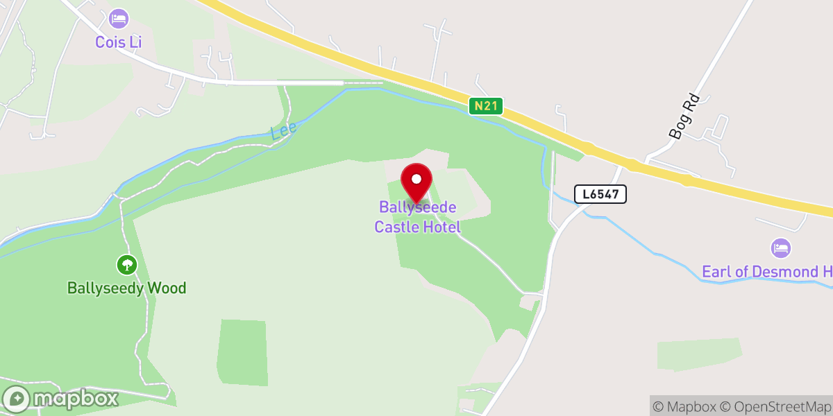 Map showing location of Ballyseede Castle Hotel