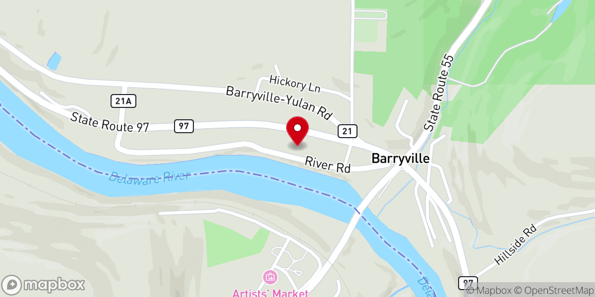 Map showing location of Barryville United Methodist Church