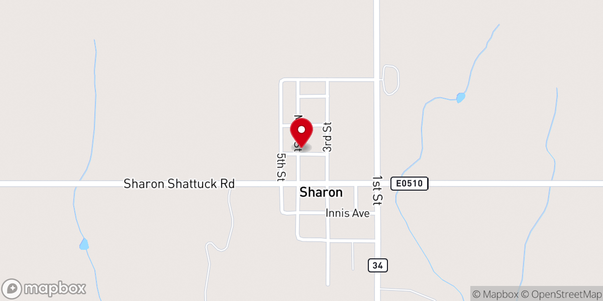Map showing location of Sharon United Methodist Church
