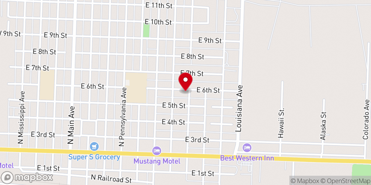Map showing location of Cowboys for Christ Fellowship Church