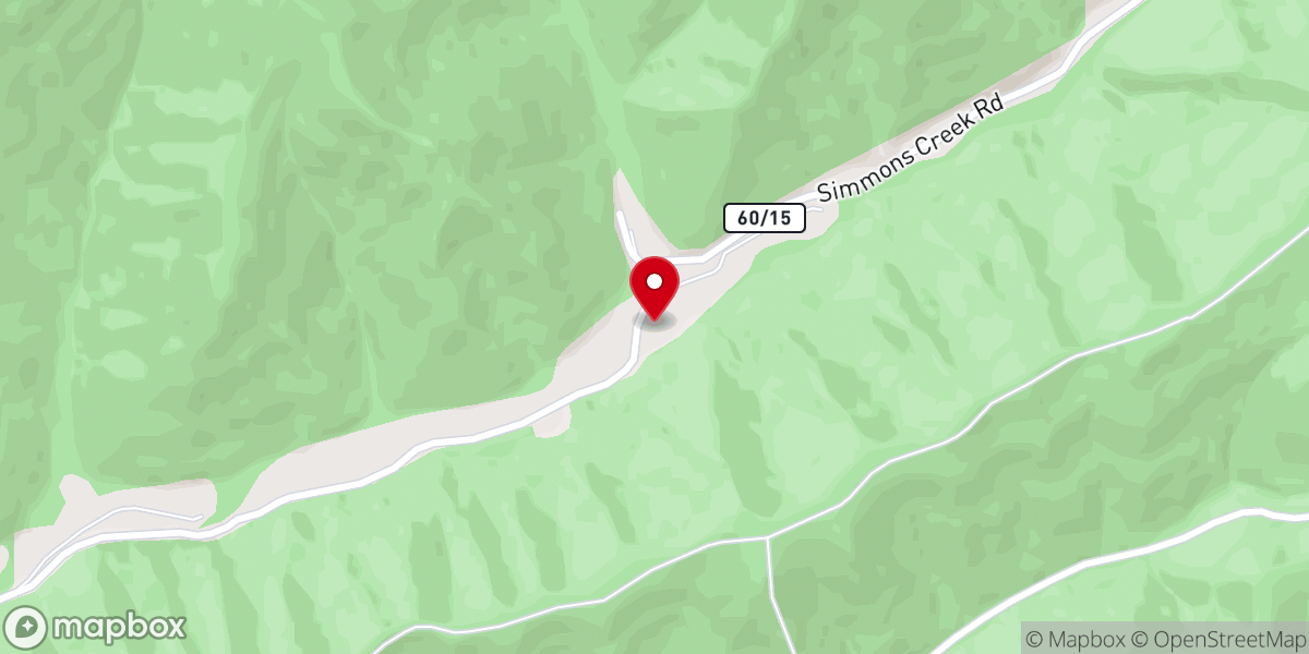 Map showing location of Simmons Creek Church