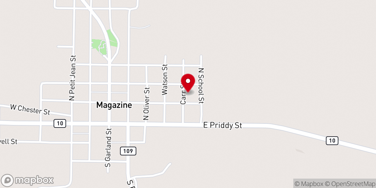 Map showing location of Magazine Pentecostal Church of Christ - Food Distribution Center