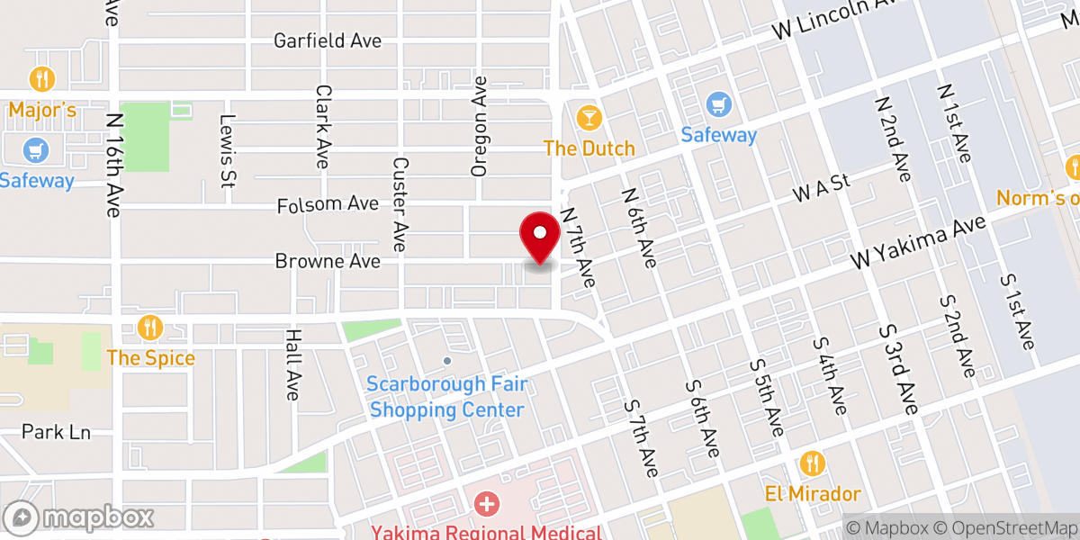 Map showing location of First Baptist Comunidad Cristiana of Yakima