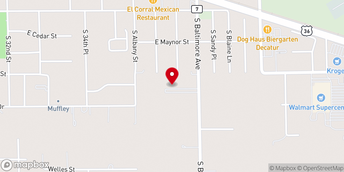 Map showing location of East Park Baptist Church
