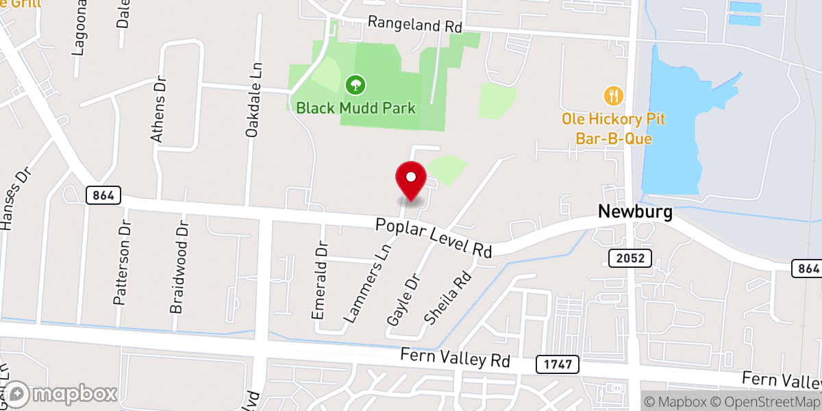 Map showing location of Green Acres Baptist Church