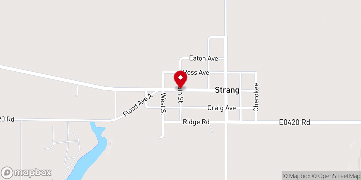 Map showing location of City of Strang