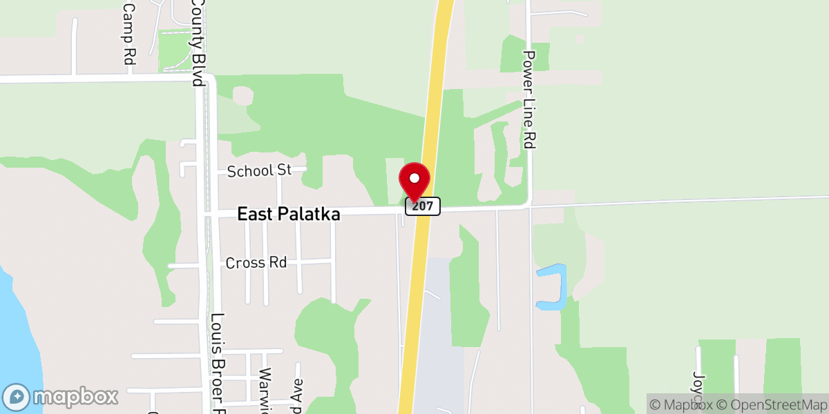Map showing location of East Palatka Church-God-Faith