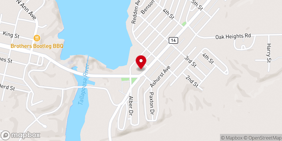 Map showing location of East Tallassee United Methodist Church