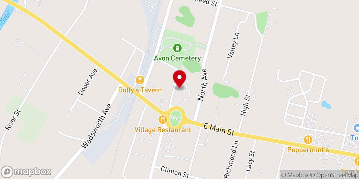 Map showing location of St Agnes Roman Catholic Church, Avon, NY