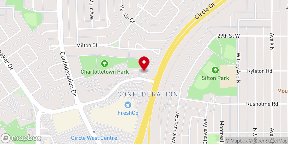 Map showing location of Saskatoon Evangelical Free Church
