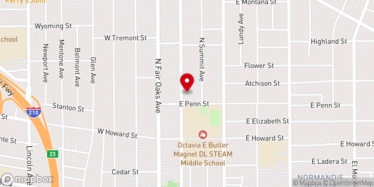 Map showing location of First AME Church-Pasadena