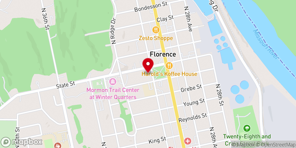 Map showing location of Florence Presbyterian Church