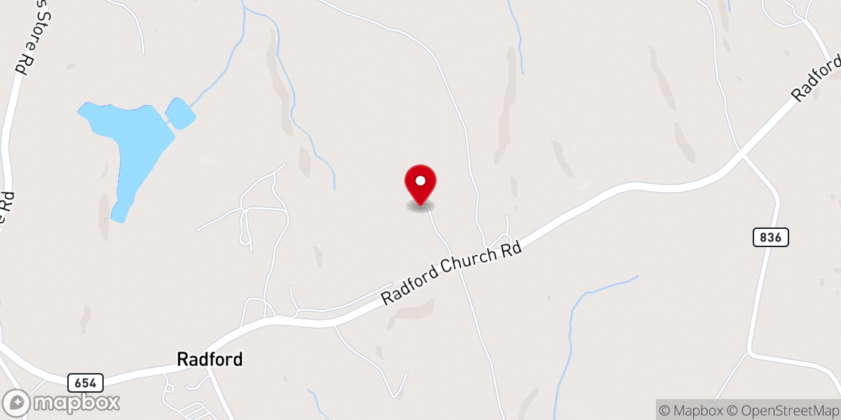 Map showing location of Bedford County Stone Mountain Waste Collection Center