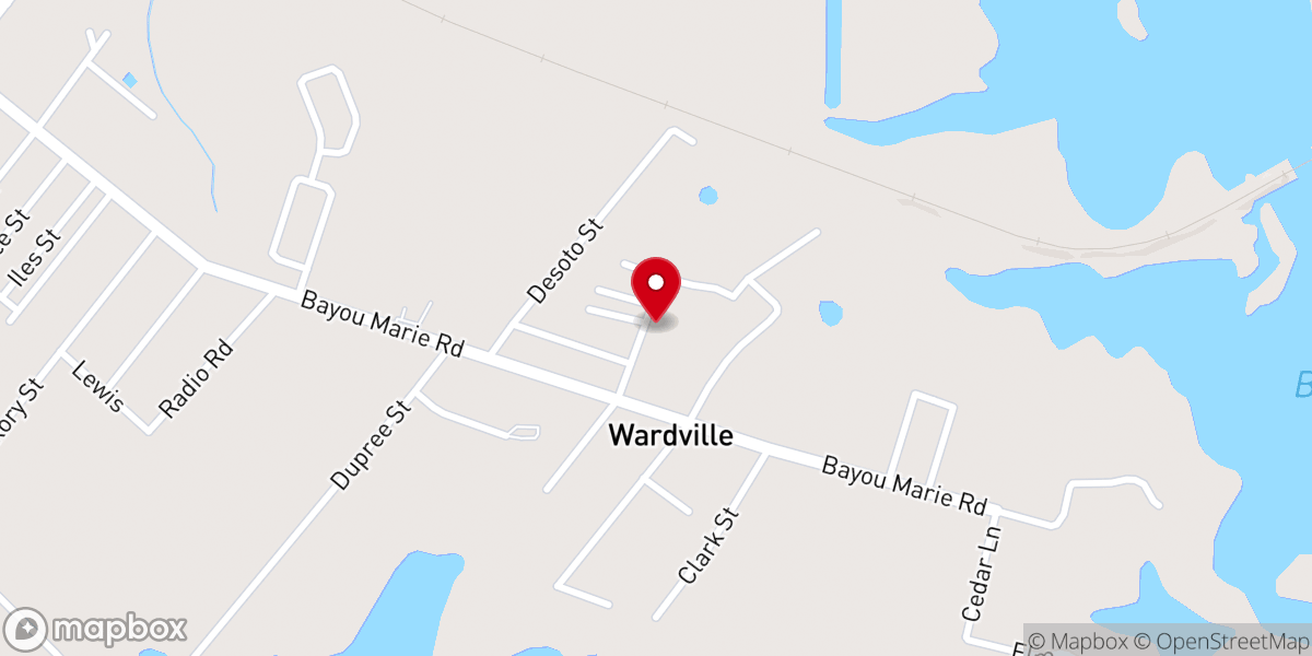 Map showing location of Wardville Baptist Churh