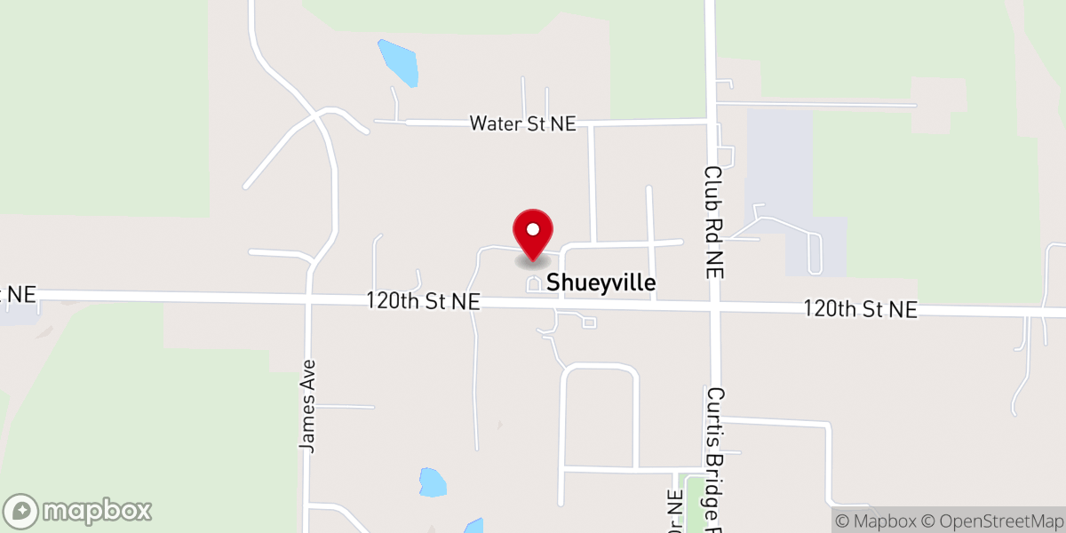 Map showing location of Shueyville Church