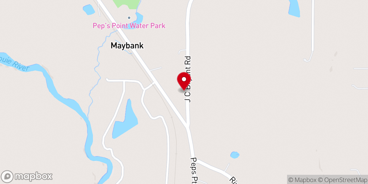 Map showing location of Maybank Baptist Church