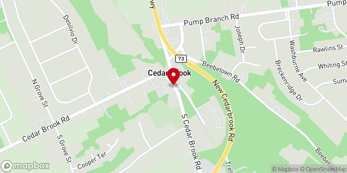 Map showing location of Cedar Brook Bible Church