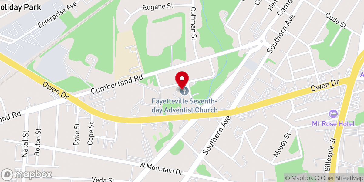 Map showing location of Fayetteville Seventh-day Adventist Church