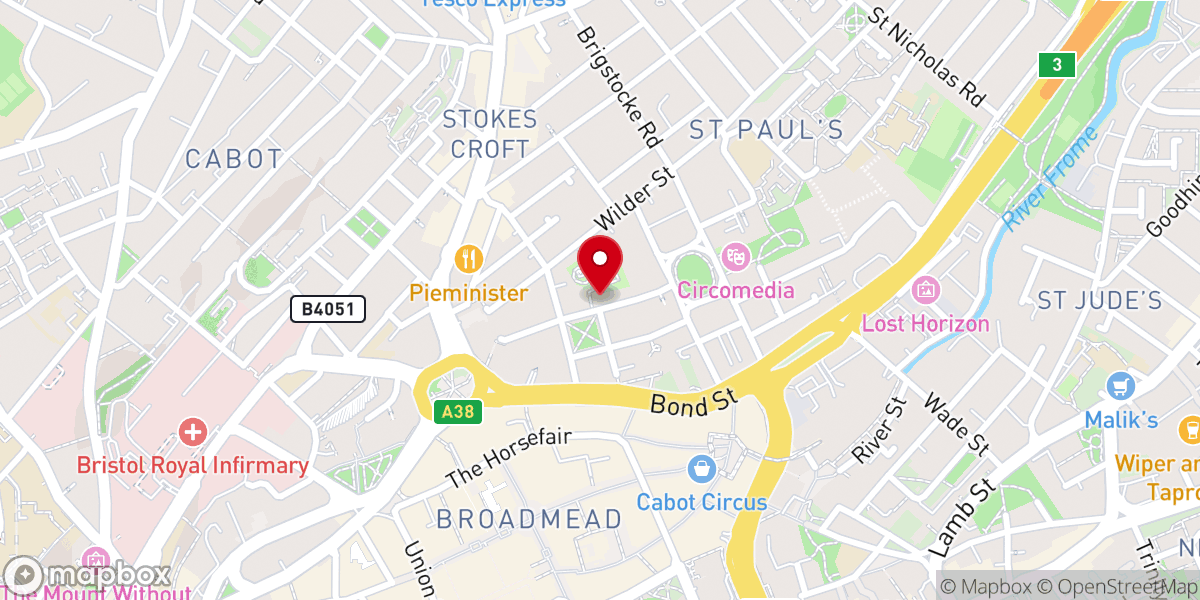 Map showing location of Unitarian Meeting Hall
