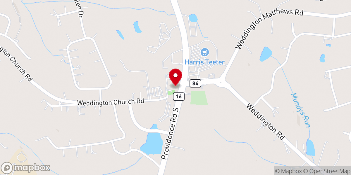Map showing location of Weddington Methodist Church